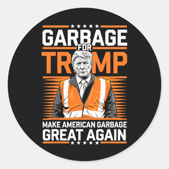 Donald Trump Garbage Orange Reflective Safety Vest Classic Round Sticker (Front)
