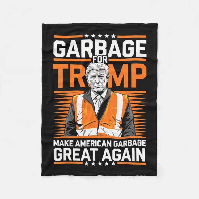 Donald Trump Garbage Orange Reflective Safety Vest Fleece Blanket (Front)