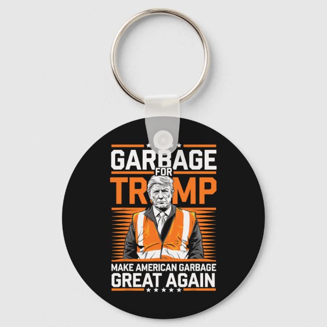 Donald Trump Garbage Orange Reflective Safety Vest Key Ring (Front)