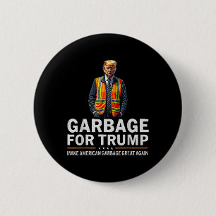 Donald Trump Garbyge Orange Reflective Safety Vest 6 Cm Round Badge