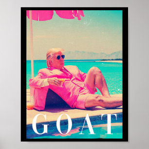 Donald Trump Goat Funny Artwork Art Meme Retro  Poster