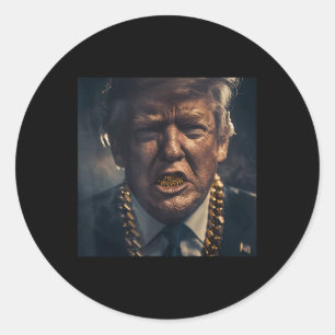 Donald Trump Gold Grillz Classic Round Sticker