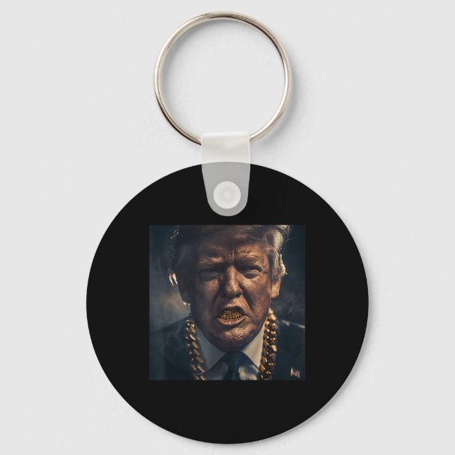 Donald Trump Gold Grillz  Key Ring (Front)