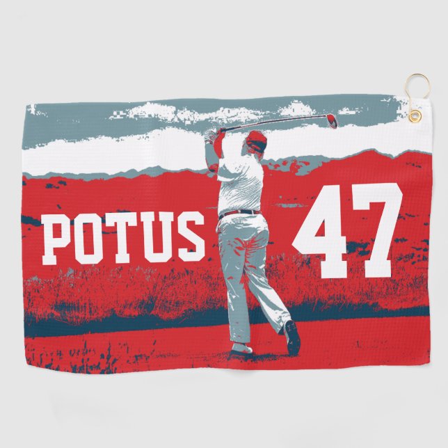 Donald Trump Golfing POTUS Golf Towel (Horizontal)
