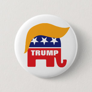Donald Trump Hair GOP Elephant Logo 6 Cm Round Badge
