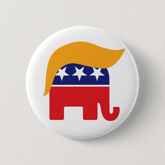 Donald Trump Hair GOP Elephant Logo 6 Cm Round Badge (Front)
