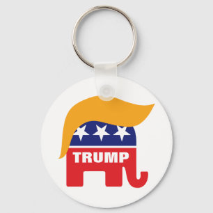 Donald Trump Hair GOP Elephant Logo Key Ring