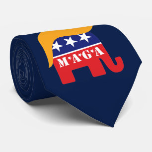 Donald Trump Hair GOP Elephant Logo MAGA Tie