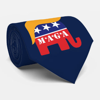 Donald Trump Hair GOP Elephant Logo MAGA Tie