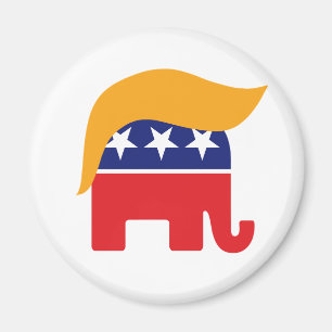 Donald Trump Hair GOP Elephant Logo Magnet