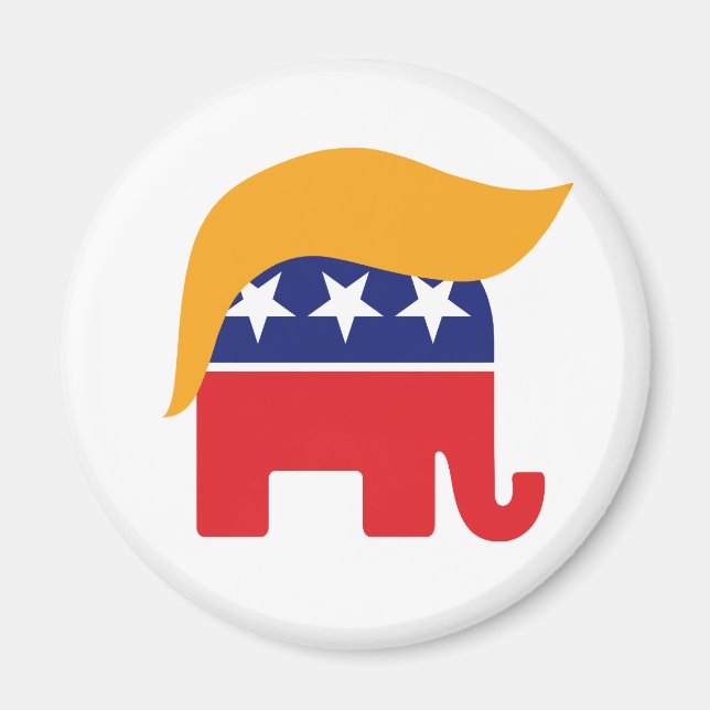 Donald Trump Hair GOP Elephant Logo Magnet (Front)