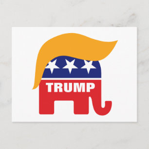 Donald Trump Hair GOP Elephant Logo Postcard