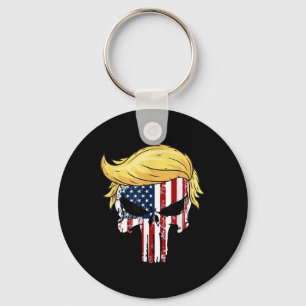 Donald Trump Hair President Skull Take America Bac Key Ring