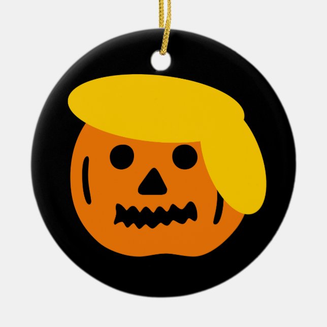 Donald Trump Halloween pumpkin head carving Ceramic Ornament (Front)