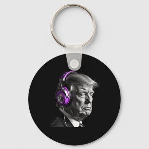 Donald Trump Headphones Funny President Dj Art Key Ring