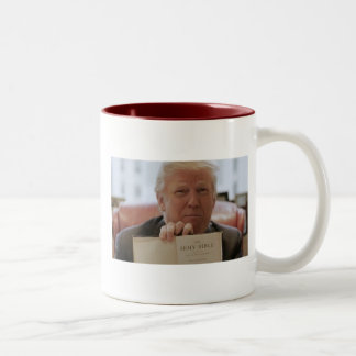 Donald Trump Holding Bible - 11oz Two-Tone Coffee Two-Tone Coffee Mug
