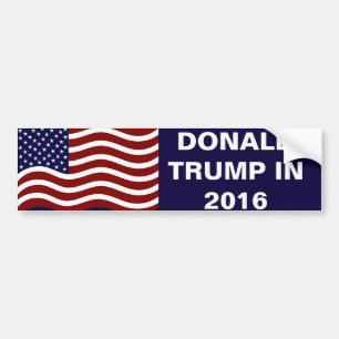 Donald Trump in 2016 USA Flag Car Bumper Sticker