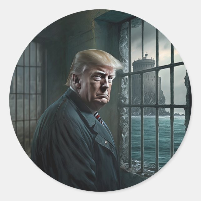 Donald Trump in Alcatraz Prison Classic Round Sticker (Front)