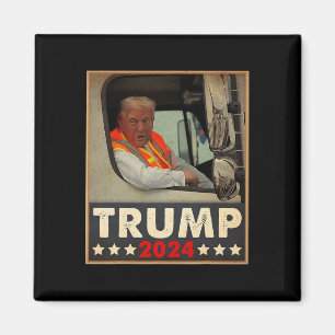 Donald Trump In Garbage Truck Team Garbage For Tru Magnet