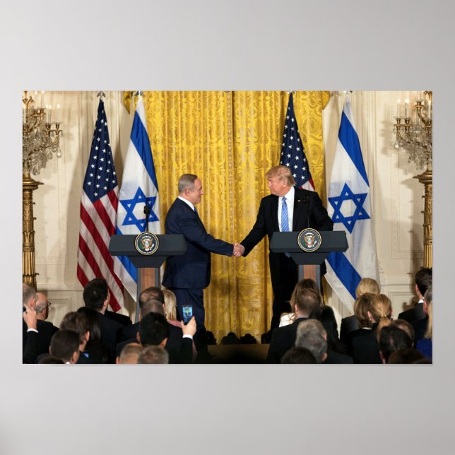 Donald Trump In Israel With Bibi Netanyahu Poster (Front)