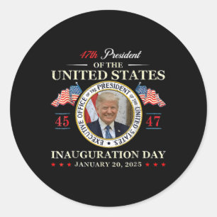 Donald Trump Inauguration Day 2025 47th President Classic Round Sticker