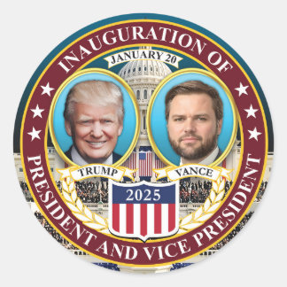 Donald Trump J.D. Vance Inauguration Jan 20, 2025 Classic Round Sticker