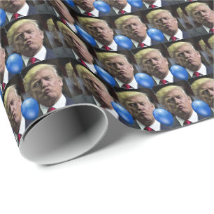 DONALD TRUMP KISS BIRTHDAY  FUNNY WRAPPING PAPER