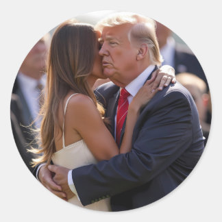 Donald Trump kisses Melania Trump Classic Round Sticker