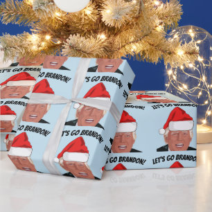 DONALD TRUMP LET'S GO BRANDON CHRISTMAS WRAPPING PAPER
