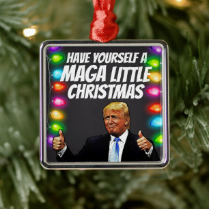  DONALD TRUMP MAGA LITTLE Christmas  Metal Ornament