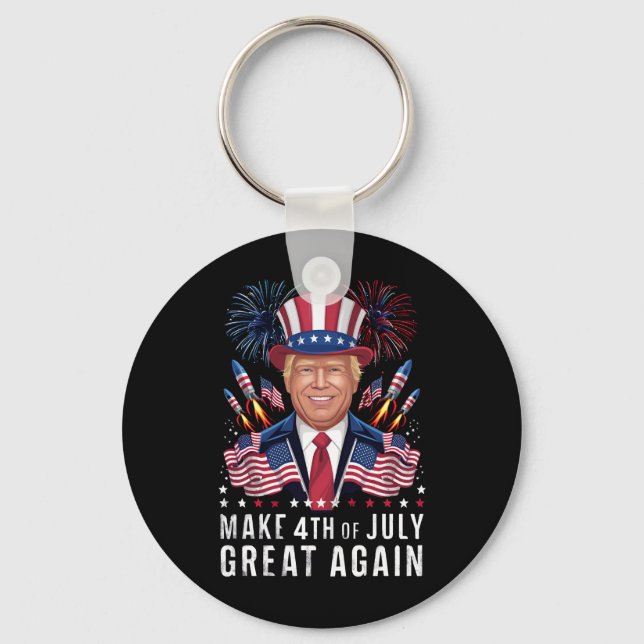 Donald Trump Make 4th Of July Great Again  Key Ring (Front)