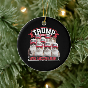 Donald Trump Make Cats Safe Again 2024 Debate  Ceramic Ornament