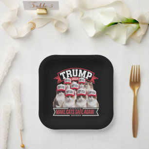 Donald Trump Make Cats Safe Again 2024 Debate  Paper Plate