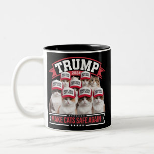 Donald Trump Make Cats Safe Again 2024 Debate  Two-Tone Coffee Mug