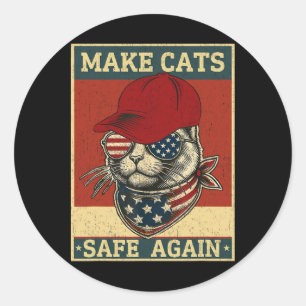 Donald Trump Make Cats Safe Again Red Hat 2024 Deb Classic Round Sticker