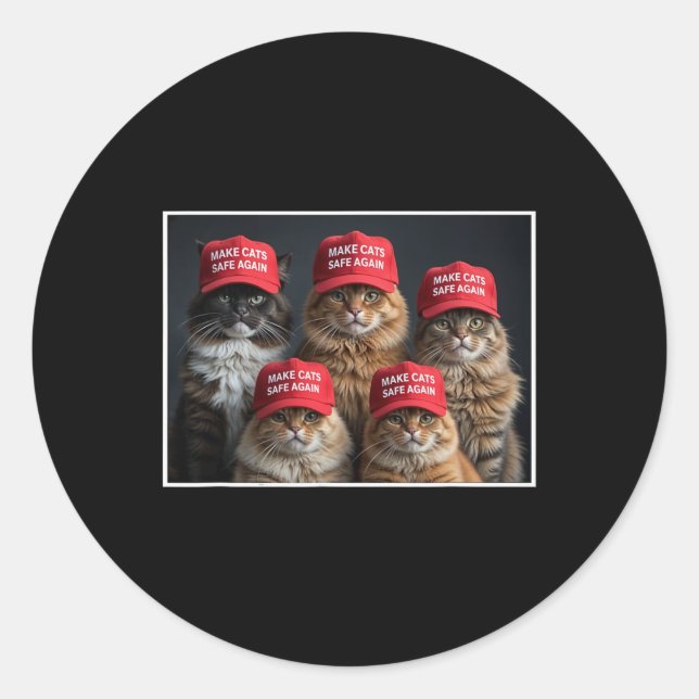 Donald Trump Make Cats Safe Again Red Hat 2024 Deb Classic Round Sticker (Front)