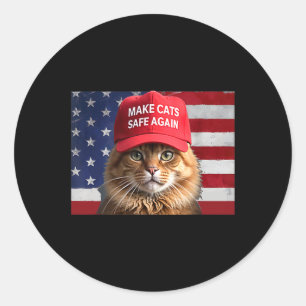 Donald Trump Make Cats Safe Again Red Hat 2024 Deb Classic Round Sticker