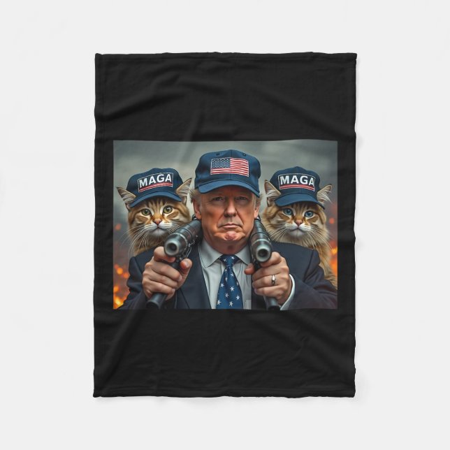 Donald Trump Make Cats Safe Again Red Hat 2024 Deb Fleece Blanket (Front)