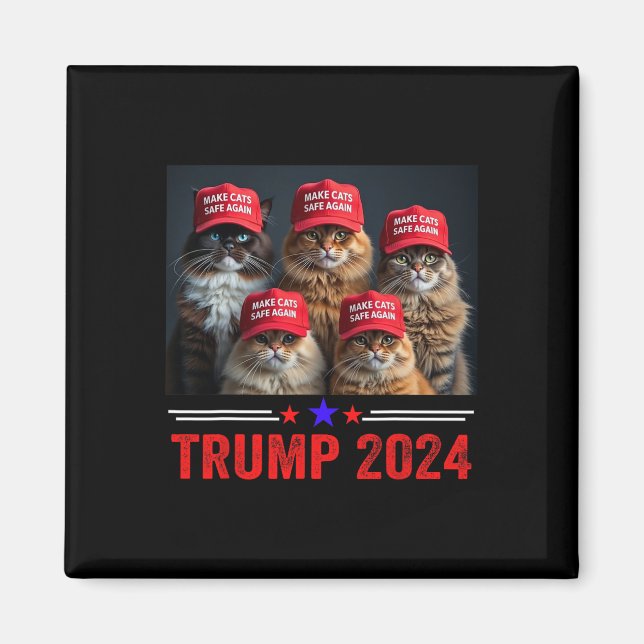 Donald Trump Make Cats Safe Again Red Hat 2024 Deb Magnet (Front)