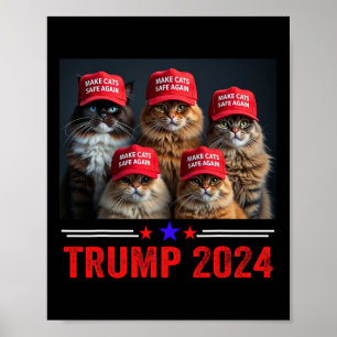 Donald Trump Make Cats Safe Again Red Hat 2024 Deb Poster