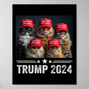 Donald Trump Make Cats Safe Again Red Hat 2024 Deb Poster