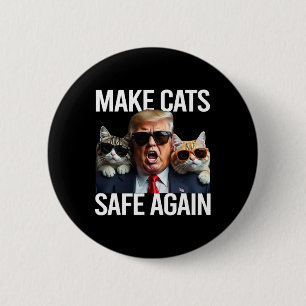 Donald Trump Make Cats Safe Again Red Hat 2024 Det 6 Cm Round Badge