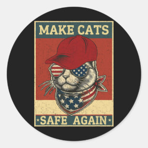 Donald Trump Make Cats Safe Again Red Hat 2024 Det Classic Round Sticker