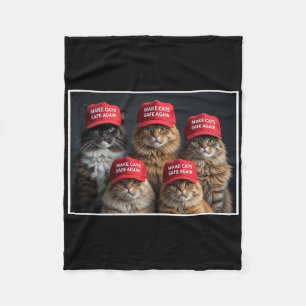 Donald Trump Make Cats Safe Again Red Hat 2024 Det Fleece Blanket