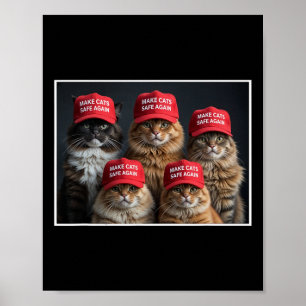 Donald Trump Make Cats Safe Again Red Hat 2024 Det Poster