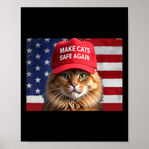 Donald Trump Make Cats Safe Again Red Hat 2024 Det Poster