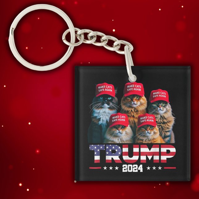 Donald Trump Make Cats Safe Again Red Hat 2024 Key Ring (Creator Uploaded)