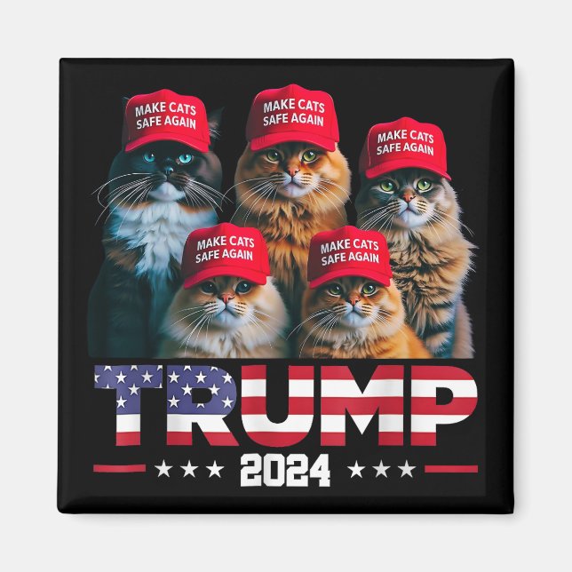 Donald Trump Make Cats Safe Again Red Hat 2024 Magnet (Front)