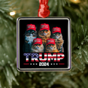 Donald Trump Make Cats Safe Again Red Hat 2024 Metal Ornament