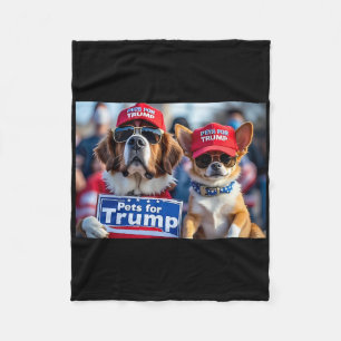 Donald Trump Make Dogs Safe Again Red Hat 2024 Det Fleece Blanket